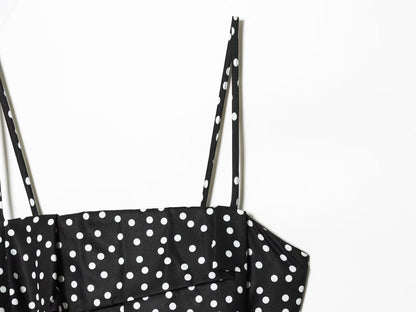 Women's polka dot suspender mini dress