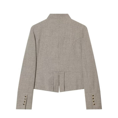 Women's flip button decoration slim Blazer Coat
