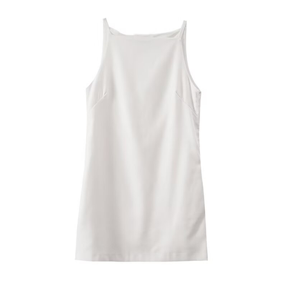 Women's sleeveless linen blend square neck dress