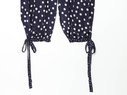 Women's bow decoration polka dot lantern pants