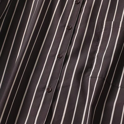 Women's new fashion loose single breasted vertical striped shirt