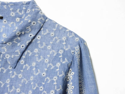 Women's short hollowed out embroidered shirt