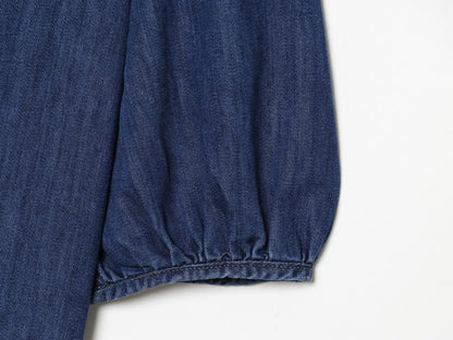 Women's embroidered short denim shirt