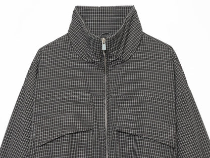 Women's plaid stand collar cotton jacket Coat