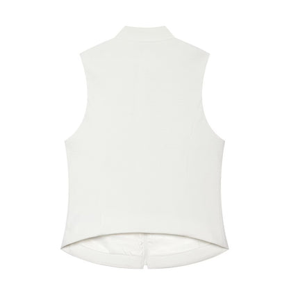 Women's breasted decorative zipper vest top