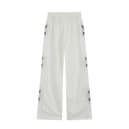 Women's side printed casual straight pants