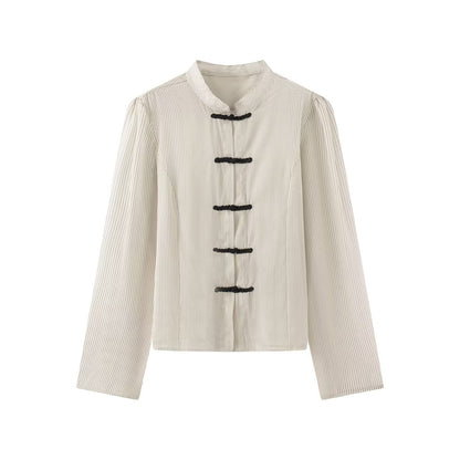 Women's casual slim short striped shirt