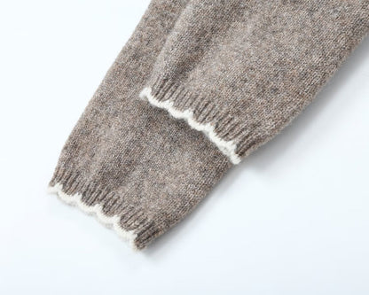 Women's contrasting spliced trimmed knitted Coat