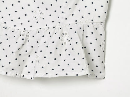 Women's hollowed out embroidered polka dot top