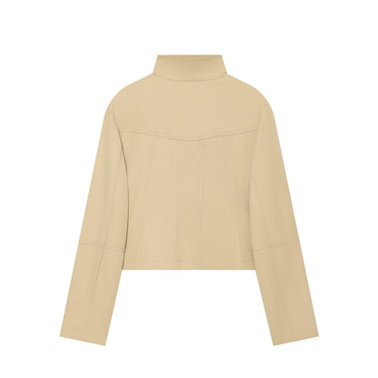 Women's pocket decoration double breasted stand collar Coat