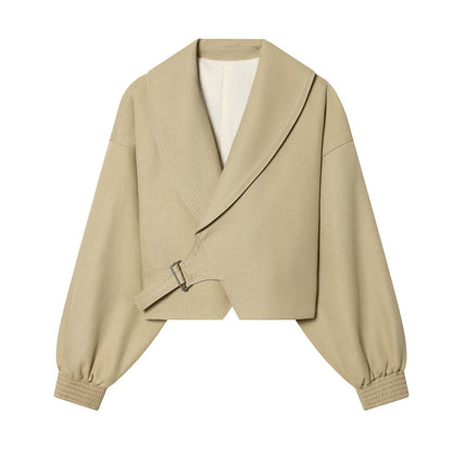 Women's long sleeved lapel short Coat
