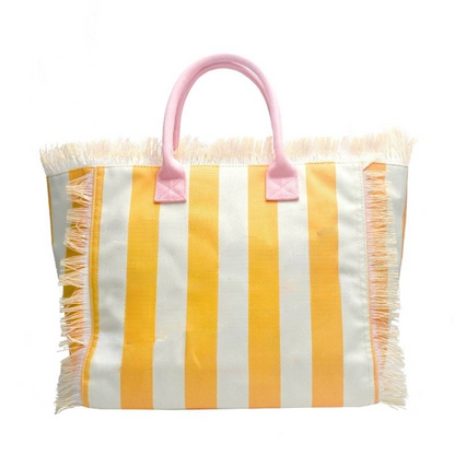 Women's new beach canvas tassel embroidered handbag