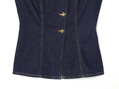 Women's slim single breasted denim vest