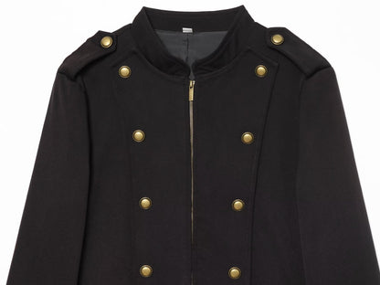 Women's gold button decoration slim Blazer Coat