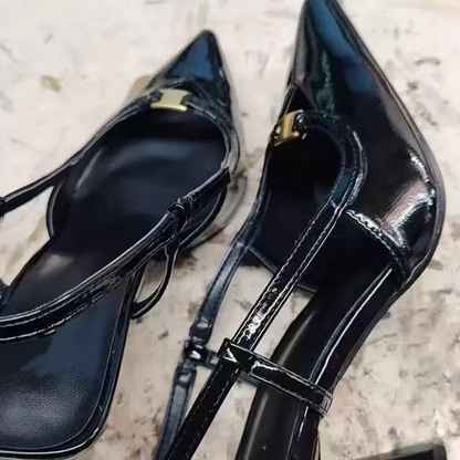 2026 New Style Women's Open Back Sandals with Metal Buckle Pointed Toe and Stiletto Heel