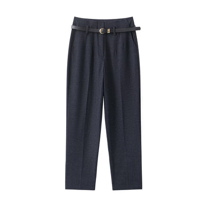 Women's With Belt casual straight high waisted pants