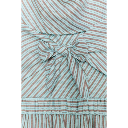 Women's striped linen blended lantern jumpsuit