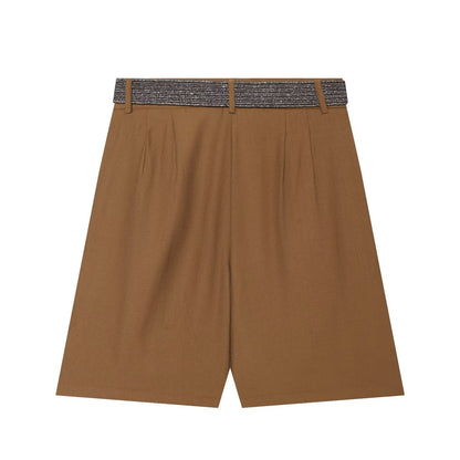 Women's With Belt pleated casual shorts
