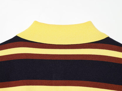 Women's new Lapel striped knitted sweater