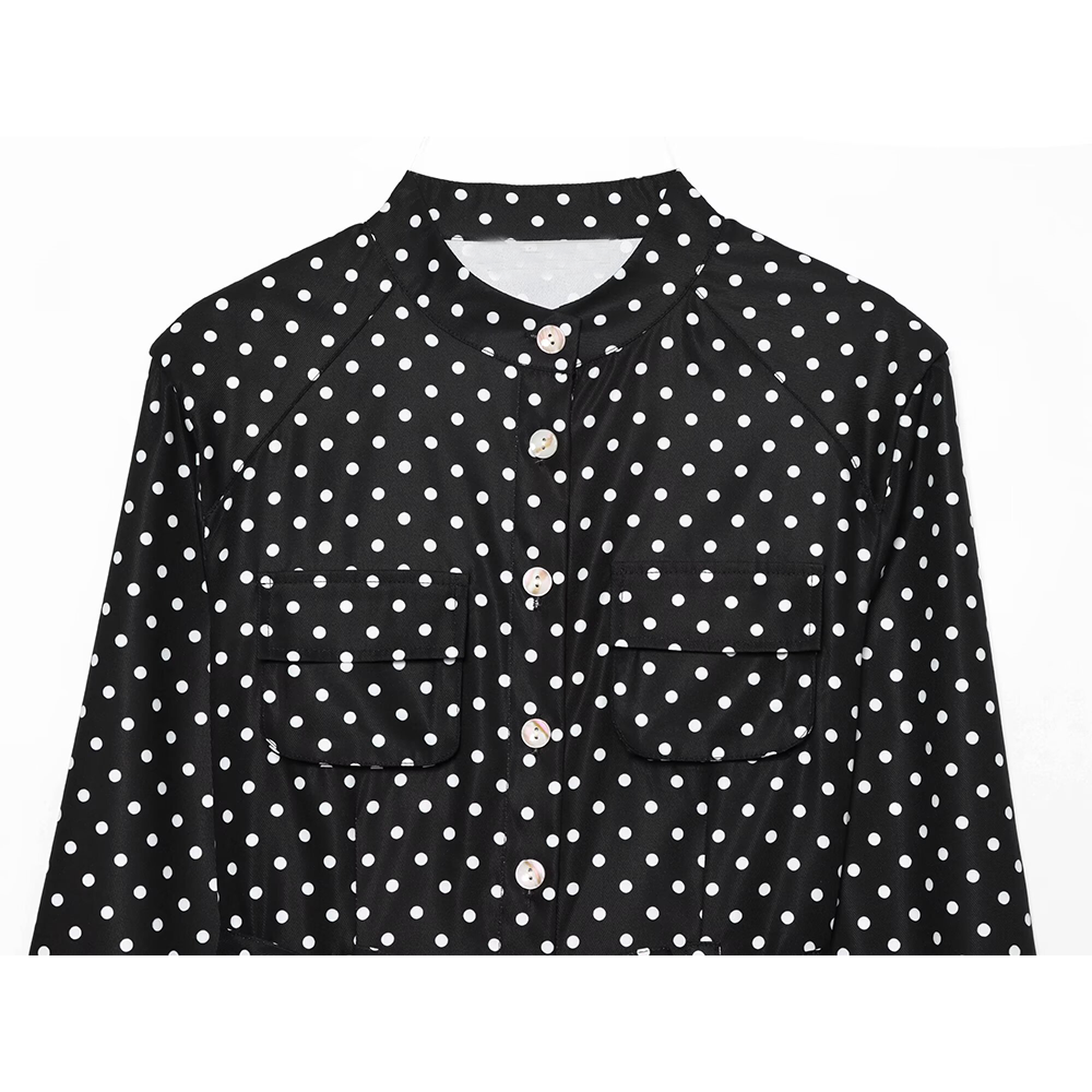 suit Women's 2 pieces With Belt polka dot shirt style Coat+Pants