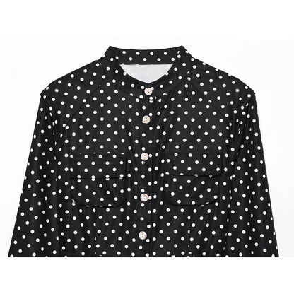suit Women's 2 pieces With Belt polka dot shirt style Coat+Pants
