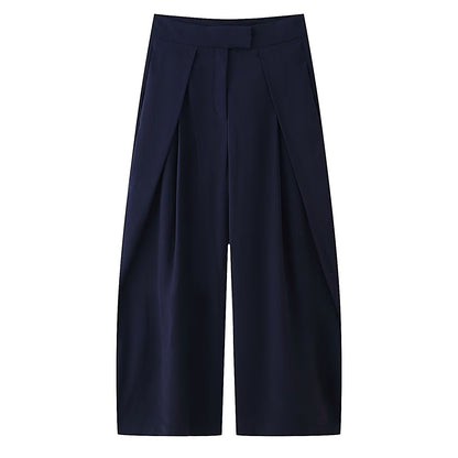 Women's new casual loose zipper pleated trousers