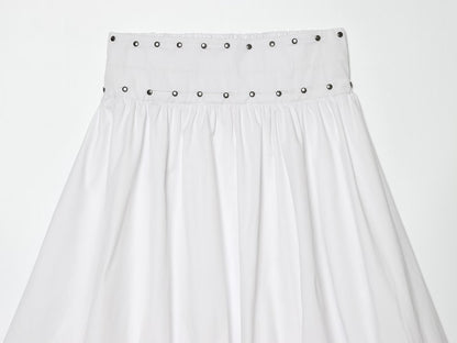 Women's rivet decorated balloon version MIDI skirt