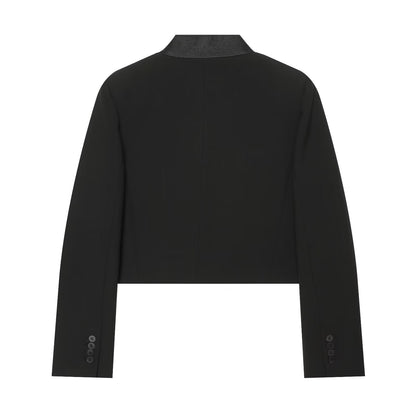 suit Women's 2 pieces short standing collar Blazer Coat +Pants