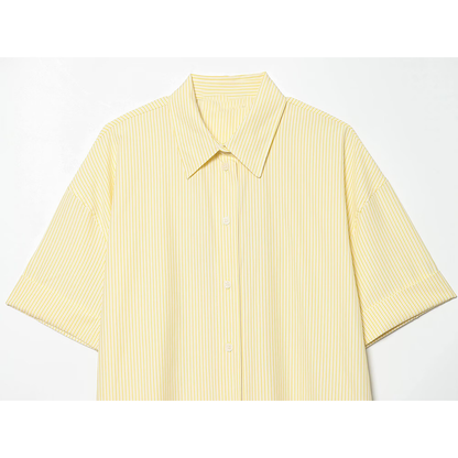 suit Women's 2 pieces loose striped poplin loose shirt+Shorts