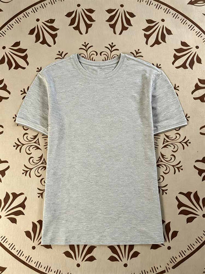 2026 new cotton contrast mesh round neck short sleeve T-shirt