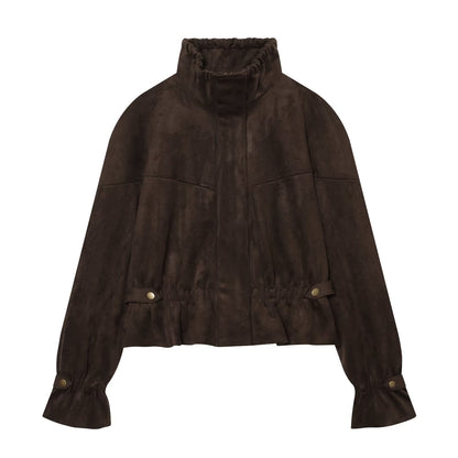 Women's suede texture effect short jacket Coat