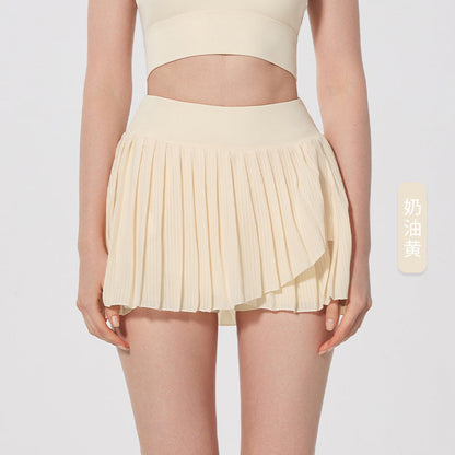Women's new pleated high waist slim fitness yoga skirt
