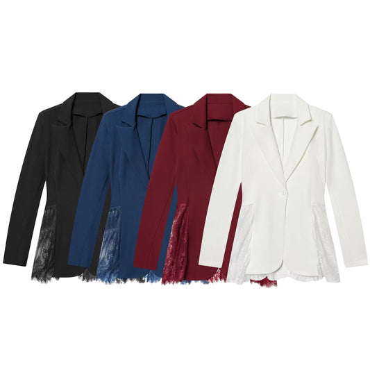 2026 Women's contrasting lace slim Blazer Coat