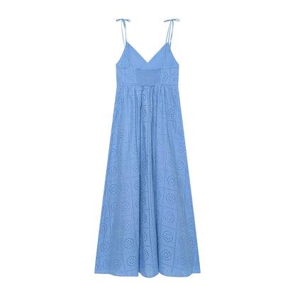 Women's hollowed out embroidered MIDI dress
