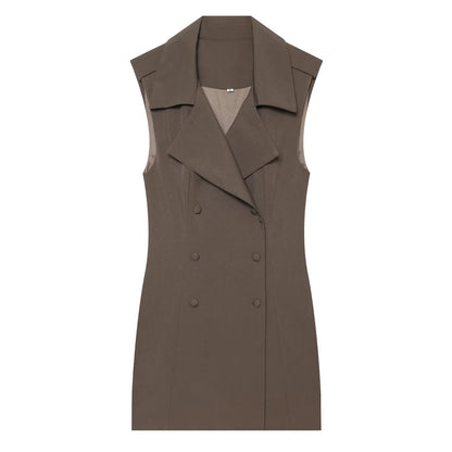 Women's sleeveless double breasted mini dress