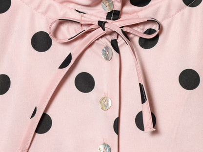 Women's bow decoration polka dot Coat