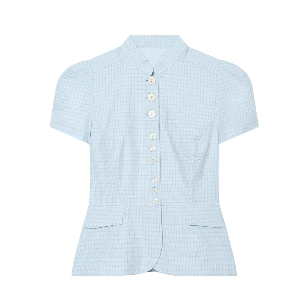 Women's short skirt style hem plaid top