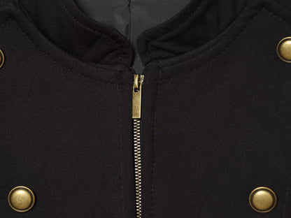 Women's gold button decoration slim Blazer Coat