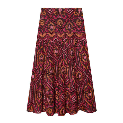 suit Women's 2 pieces hollowed out embroidered O-Neck top+Skirts