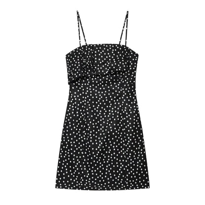 Women's polka dot suspender mini dress