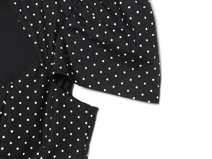 Women's bow decoration polka dot poplin shirt