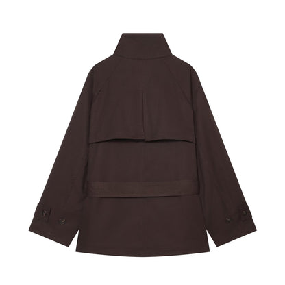 Women's with belt warm cotton windbreaker Coat
