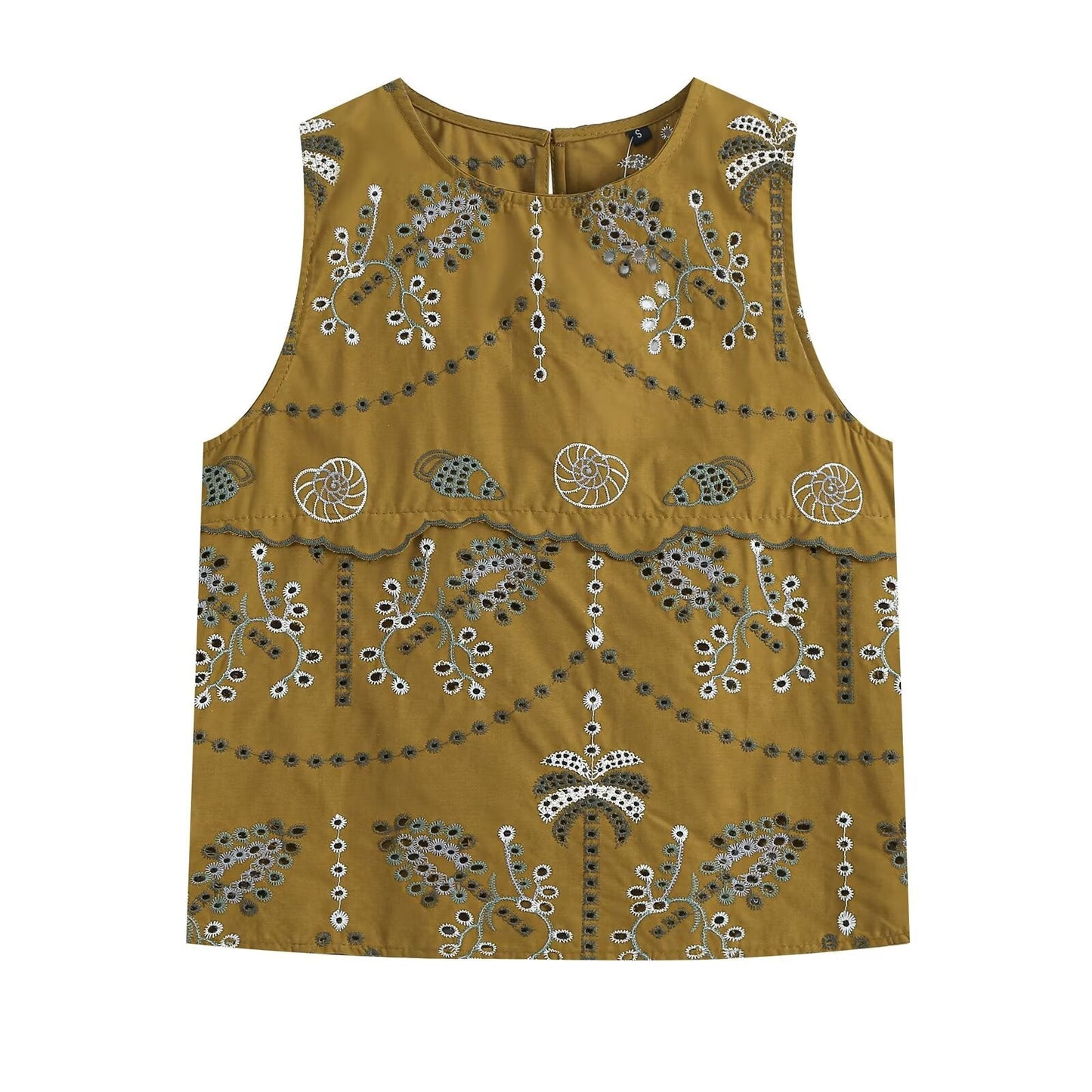 suit Women's 2 pieces hollowed out embroidered sleeveless top+skirt