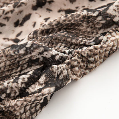 Women's animal print mesh Midi dress