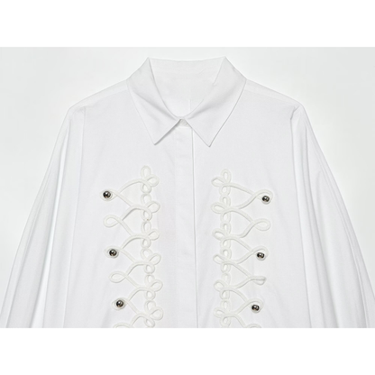 Women's rope knot buckle decoration poplin shirt