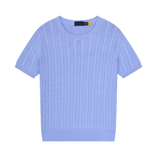 Women's new casual versatile embroidered O-neck short-sleeved T-shirt sweater