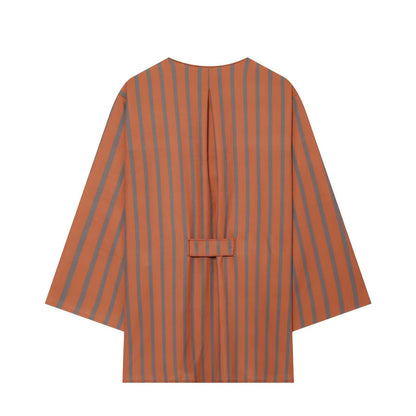 suit Women's 2 pieces loose striped lace up Coat+Pants