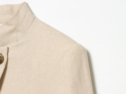Women's short sleeved linen blend Blazer Coat