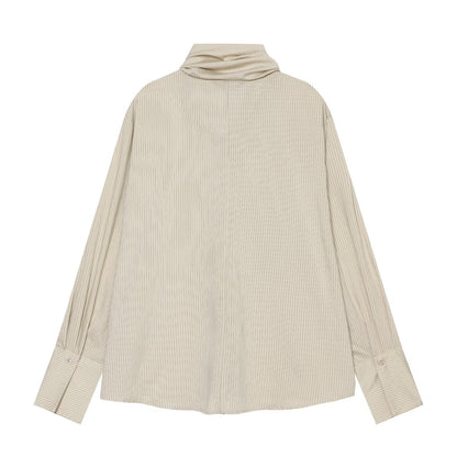 Women's knot decoration casual striped shirt