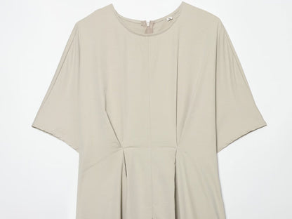 Women's pleated design poplin Midi dress